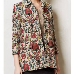 Anthropologie Jacquard Floral Patterned Women's Jacket Size Small NWOT